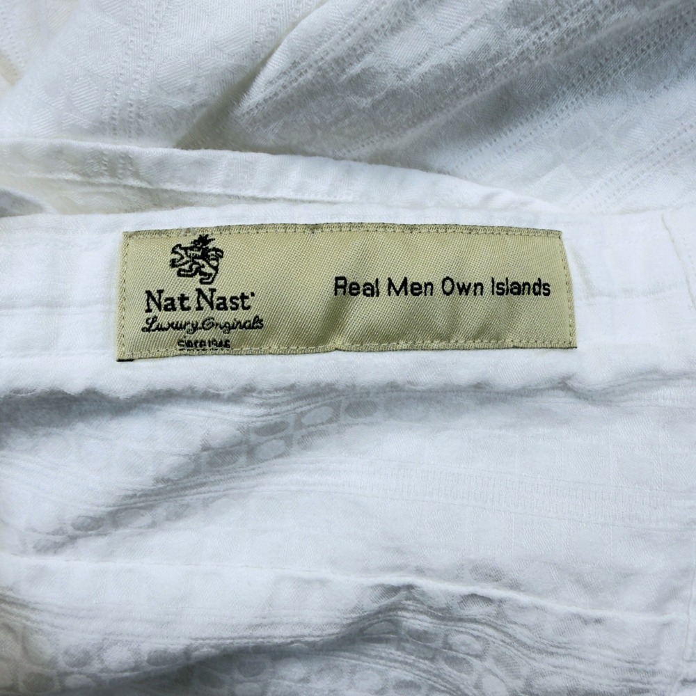 Nat Nast Dress Shirt Mens XL White Geometric Cotton Long Sleeve Luxury Originals - Picture 7 of 9